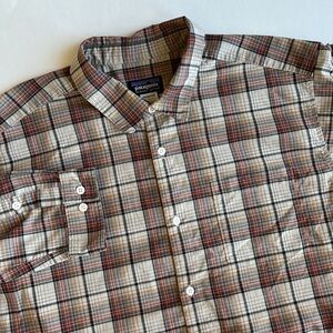 Patagonia Fezzman Tan Plaid‎ Organic Outdoors Cotton 53935 Shirt Mens Size Large